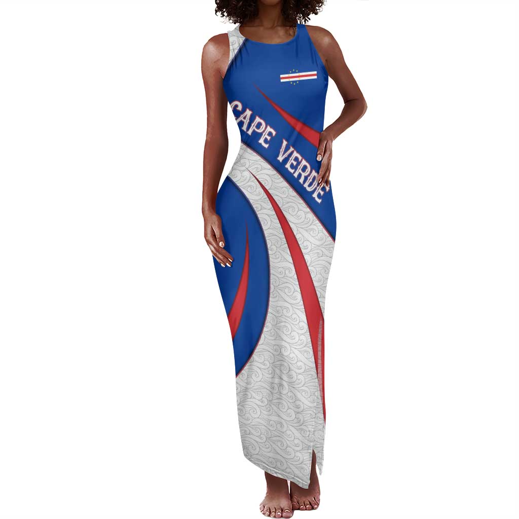 Cape Verde Tank Maxi Dress with Blue Red Flag Nós Kretxeu Spirit