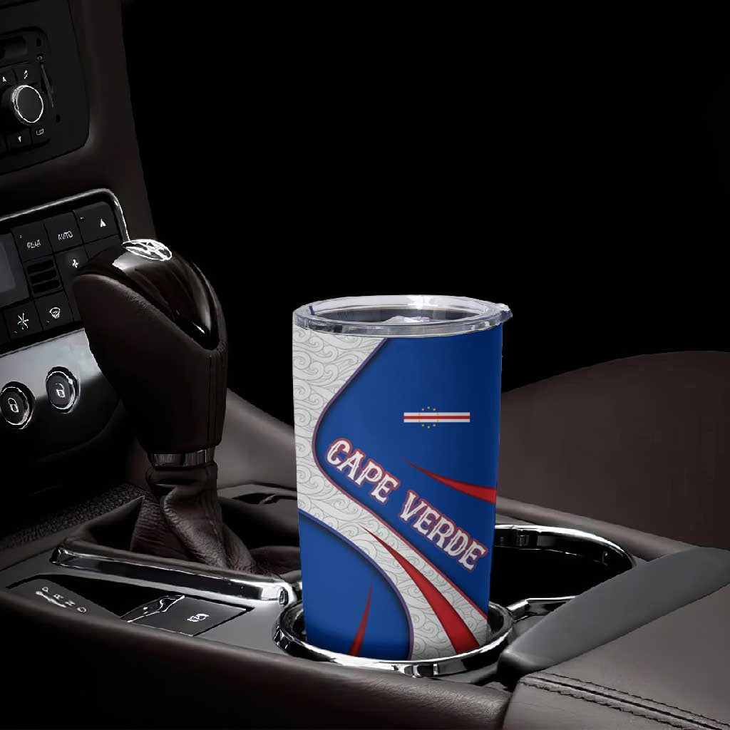 Cape Verde Tumbler Cup with Blue Red Flag Nós Kretxeu Spirit