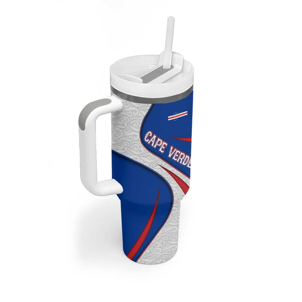 Cape Verde Tumbler With Handle with Blue Red Flag Nós Kretxeu Spirit