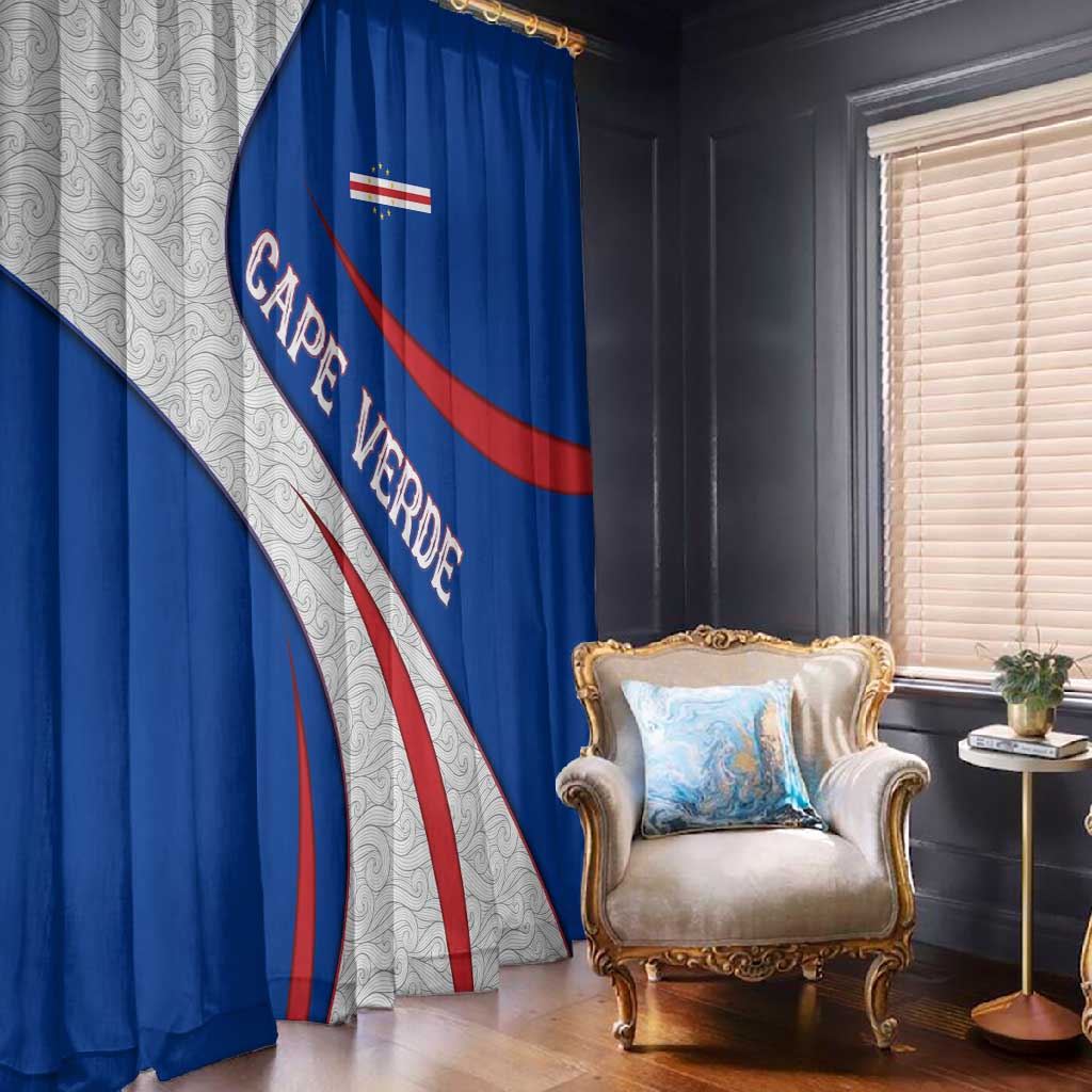 Cape Verde Window Curtain with Blue Red Flag Nós Kretxeu Spirit