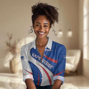 Cape Verde Women Casual Shirt with Blue Red Flag Nós Kretxeu Spirit