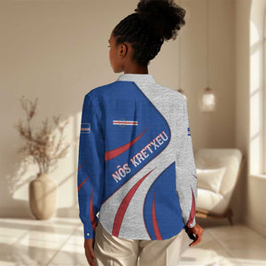 Cape Verde Women Casual Shirt with Blue Red Flag Nós Kretxeu Spirit