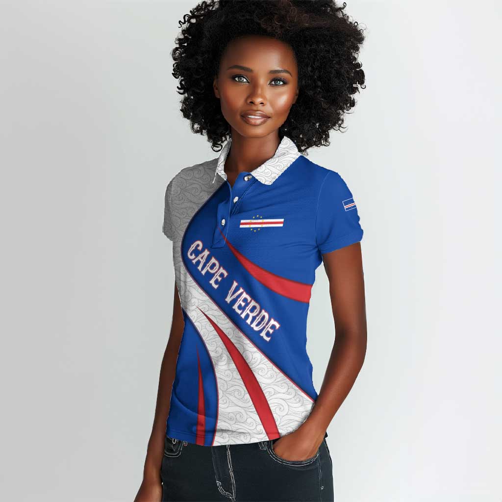 Cape Verde Women Polo Shirt with Blue Red Flag Nós Kretxeu Spirit