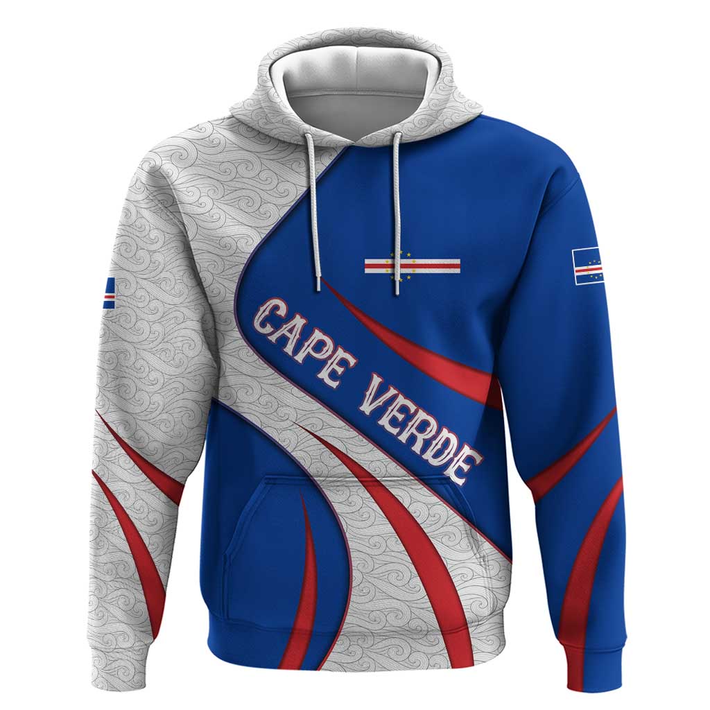 Cape Verde Zip Hoodie with Blue Red Flag Nós Kretxeu Spirit