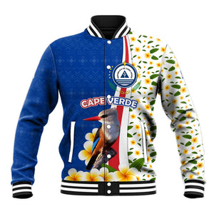 Cape Verde Baseball Jacket Kingfisher Bird Floral Flag Spirit - African Pride
