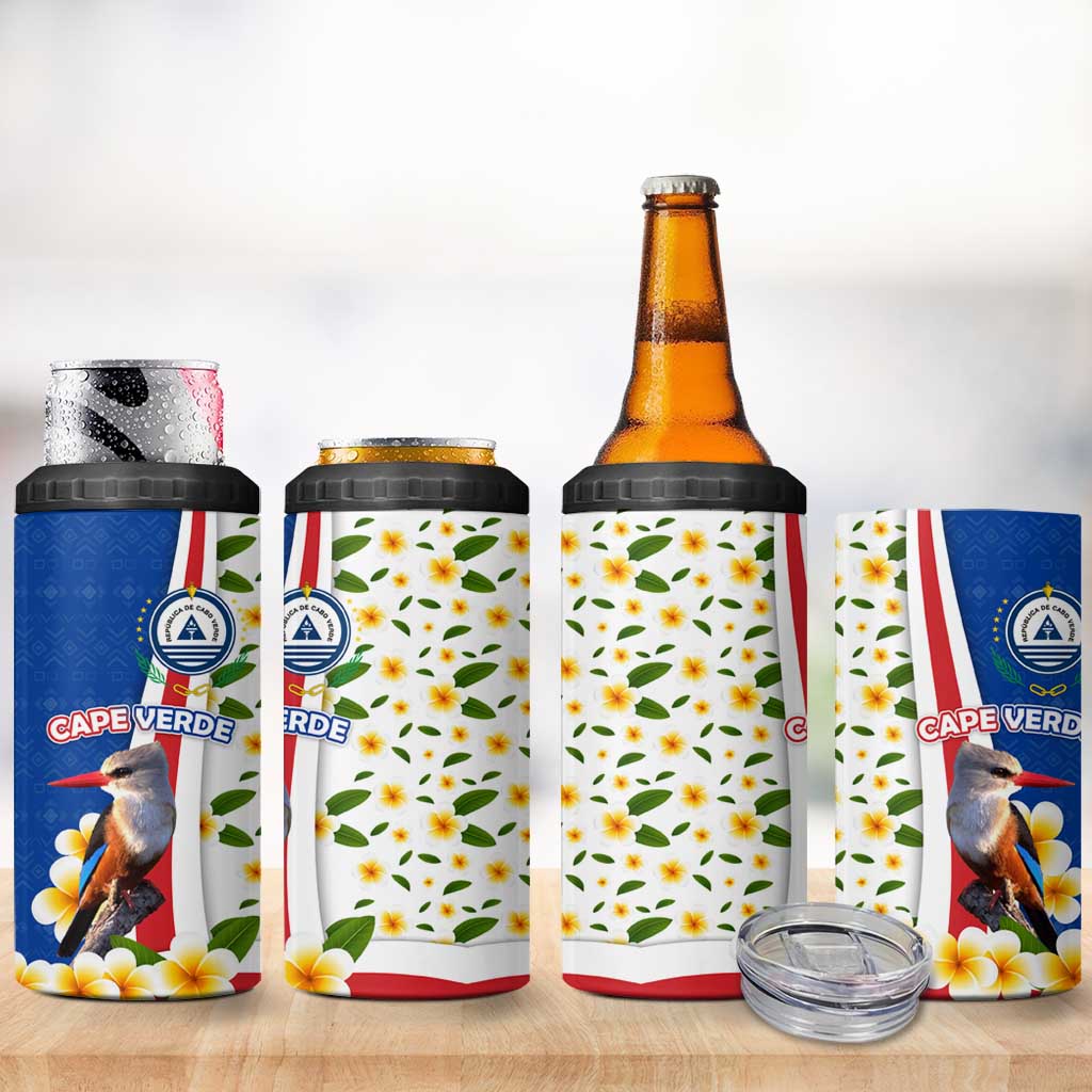 Cape Verde 4 in 1 Can Cooler Tumbler Kingfisher Bird Floral Flag Spirit - African Pride