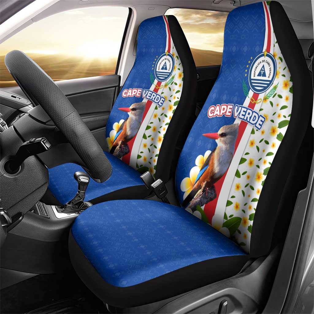 Cape Verde Car Seat Cover Kingfisher Bird Floral Flag Spirit - African Pride