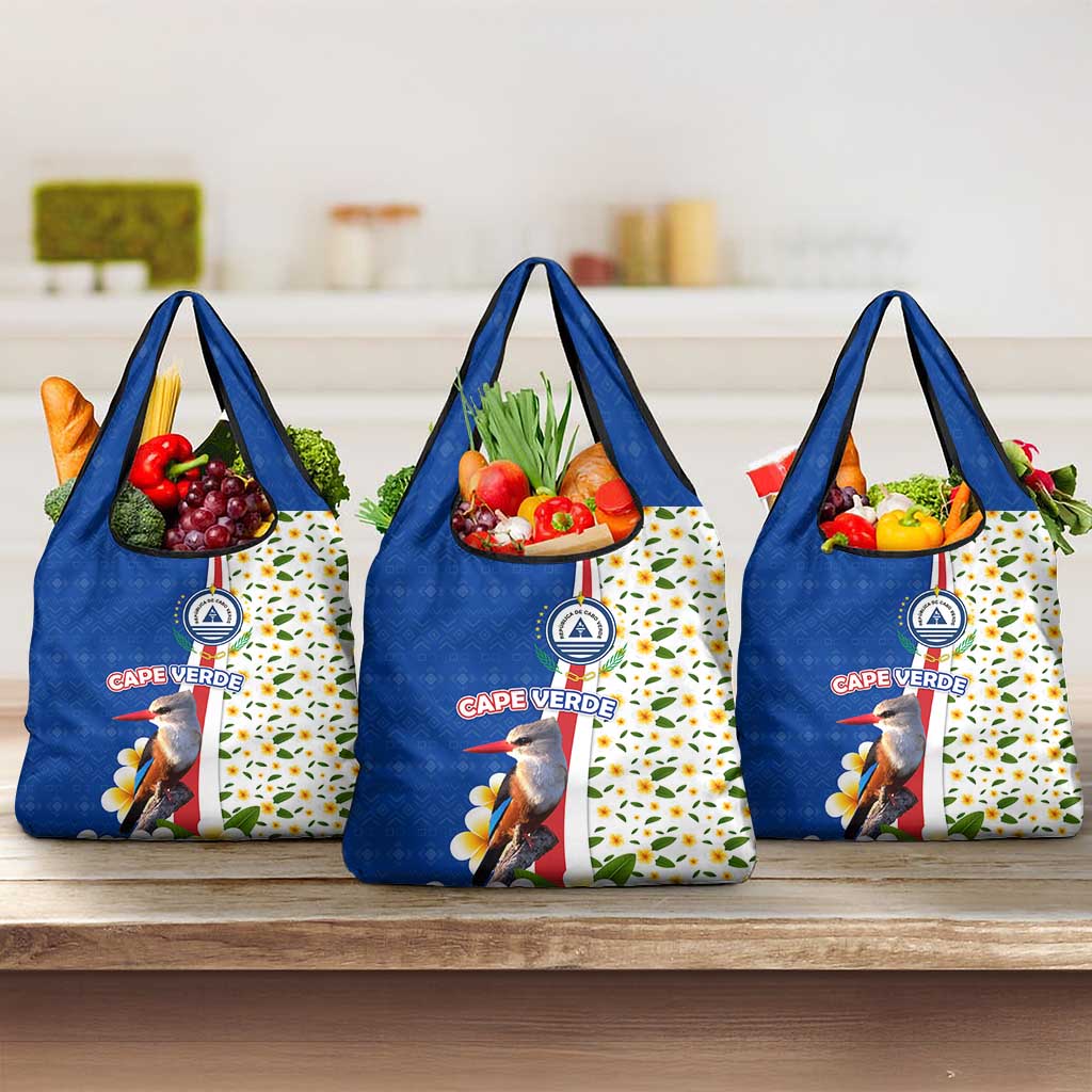 Cape Verde Grocery Bag Kingfisher Bird Floral Flag Spirit - African Pride