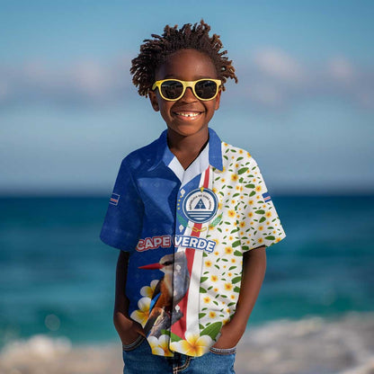 Cape Verde Kid Hawaiian Shirt Kingfisher Bird Floral Flag Spirit - African Pride