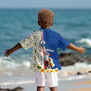 Cape Verde Kid Hawaiian Shirt Kingfisher Bird Floral Flag Spirit - African Pride