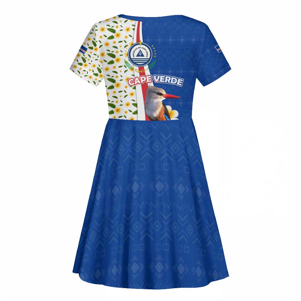 Cape Verde Kid Short Sleeve Dress Kingfisher Bird Floral Flag Spirit - African Pride