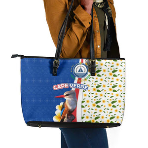 Cape Verde Leather Tote Bag Kingfisher Bird Floral Flag Spirit - African Pride