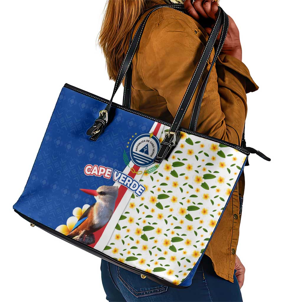 Cape Verde Leather Tote Bag Kingfisher Bird Floral Flag Spirit - African Pride