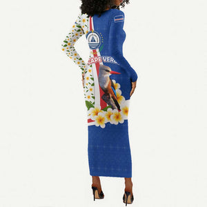 Cape Verde Long Sleeve Bodycon Dress Kingfisher Bird Floral Flag Spirit - African Pride