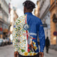 Cape Verde Long Sleeve Button Shirt Kingfisher Bird Floral Flag Spirit - African Pride