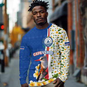 Cape Verde Long Sleeve Shirt Kingfisher Bird Floral Flag Spirit - African Pride