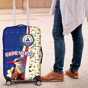 Cape Verde Luggage Cover Kingfisher Bird Floral Flag Spirit - African Pride