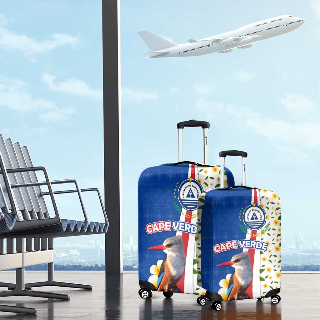 Cape Verde Luggage Cover Kingfisher Bird Floral Flag Spirit - African Pride