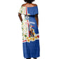 Cape Verde Off Shoulder Maxi Dress Kingfisher Bird Floral Flag Spirit - African Pride