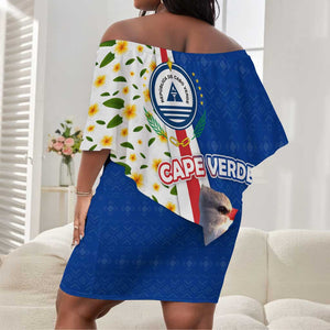 Cape Verde Off Shoulder Short Dress Kingfisher Bird Floral Flag Spirit - African Pride