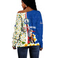 Cape Verde Off Shoulder Sweater Kingfisher Bird Floral Flag Spirit - African Pride