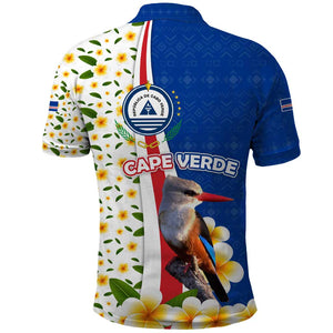 Cape Verde Polo Shirt Kingfisher Bird Floral Flag Spirit - African Pride