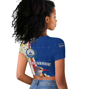 Cape Verde Raglan Cropped T shirt Kingfisher Bird Floral Flag Spirit - African Pride