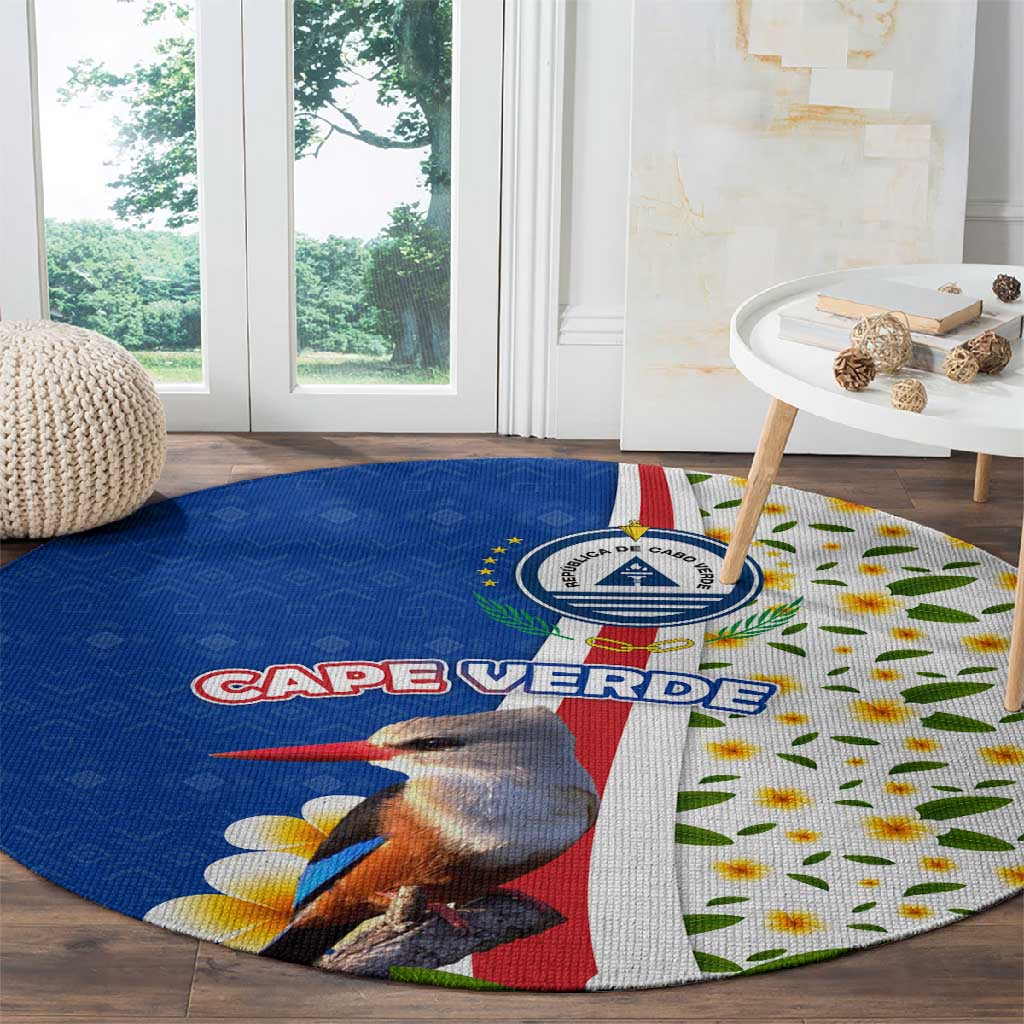 Cape Verde Round Carpet Kingfisher Bird Floral Flag Spirit - African Pride