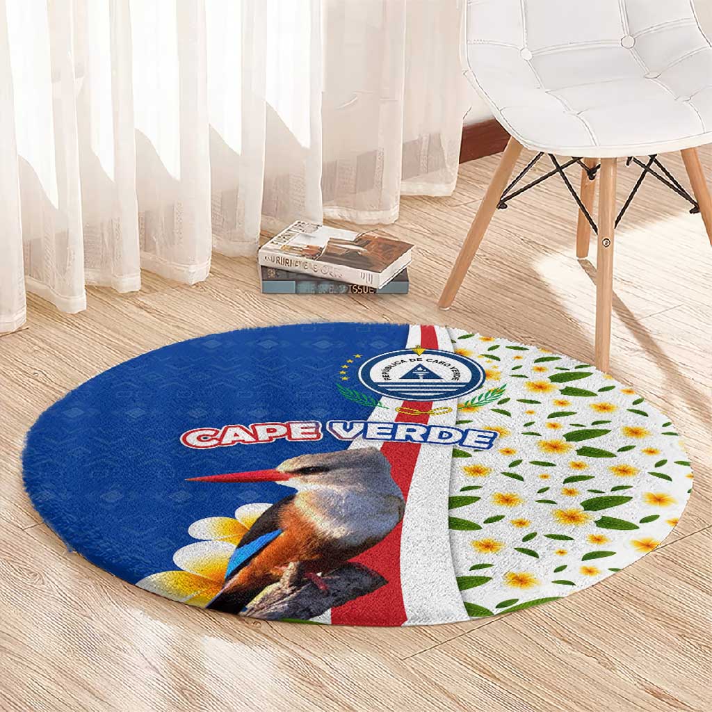 Cape Verde Round Carpet Kingfisher Bird Floral Flag Spirit - African Pride