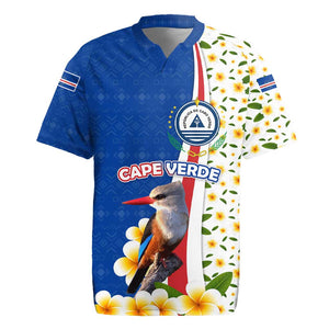 Cape Verde Rugby Jersey Kingfisher Bird Floral Flag Spirit - African Pride