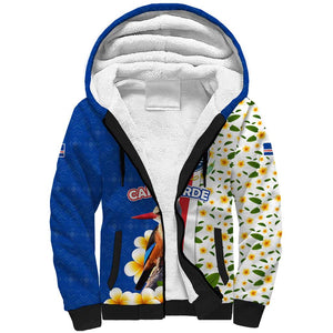 Cape Verde Sherpa Hoodie Kingfisher Bird Floral Flag Spirit - African Pride