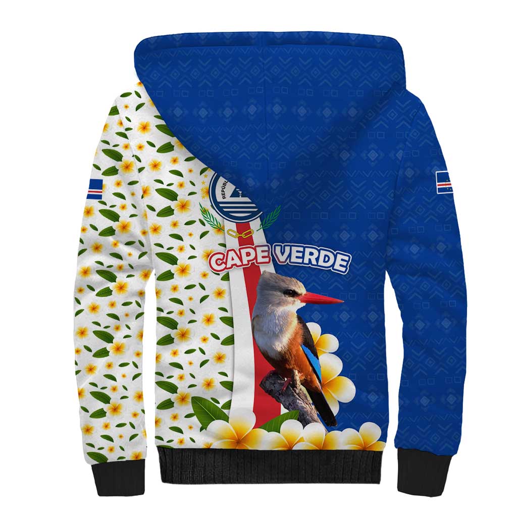 Cape Verde Sherpa Hoodie Kingfisher Bird Floral Flag Spirit - African Pride