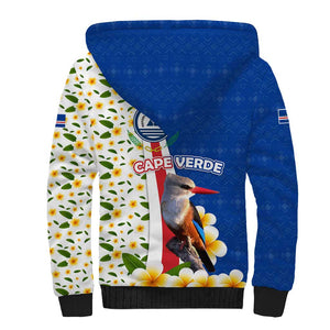 Cape Verde Sherpa Hoodie Kingfisher Bird Floral Flag Spirit - African Pride