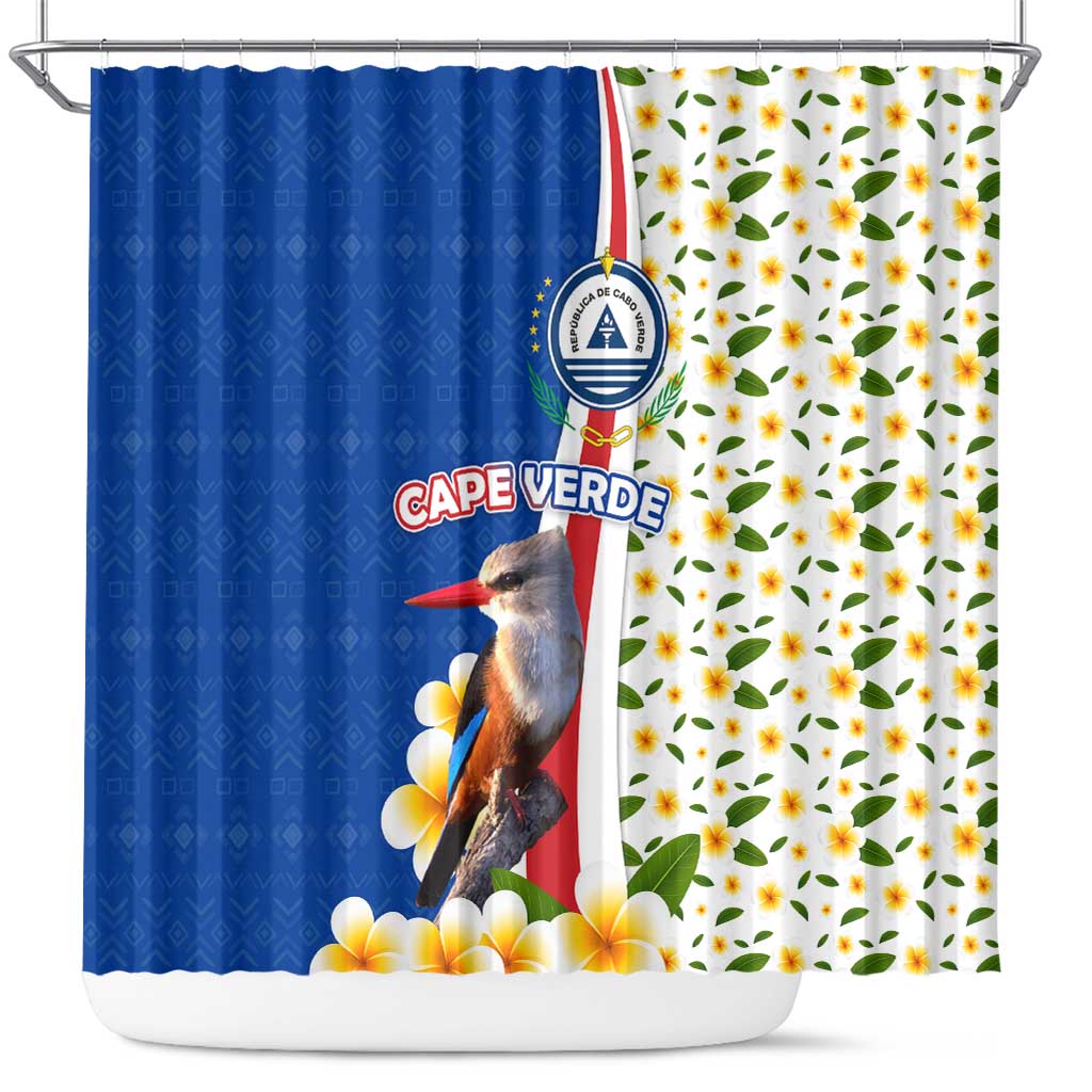 Cape Verde Shower Curtain Kingfisher Bird Floral Flag Spirit - African Pride