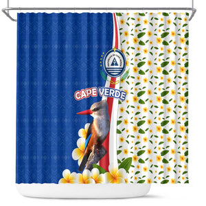 Cape Verde Shower Curtain Kingfisher Bird Floral Flag Spirit - African Pride