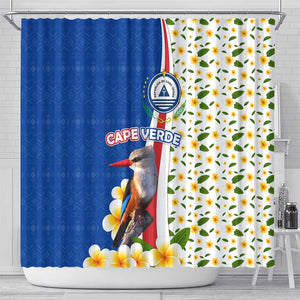 Cape Verde Shower Curtain Kingfisher Bird Floral Flag Spirit - African Pride