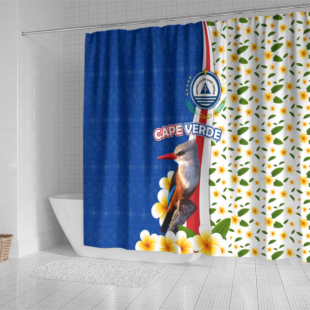 Cape Verde Shower Curtain Kingfisher Bird Floral Flag Spirit - African Pride