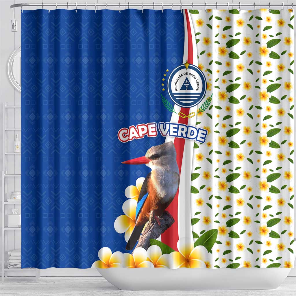Cape Verde Shower Curtain Kingfisher Bird Floral Flag Spirit - African Pride