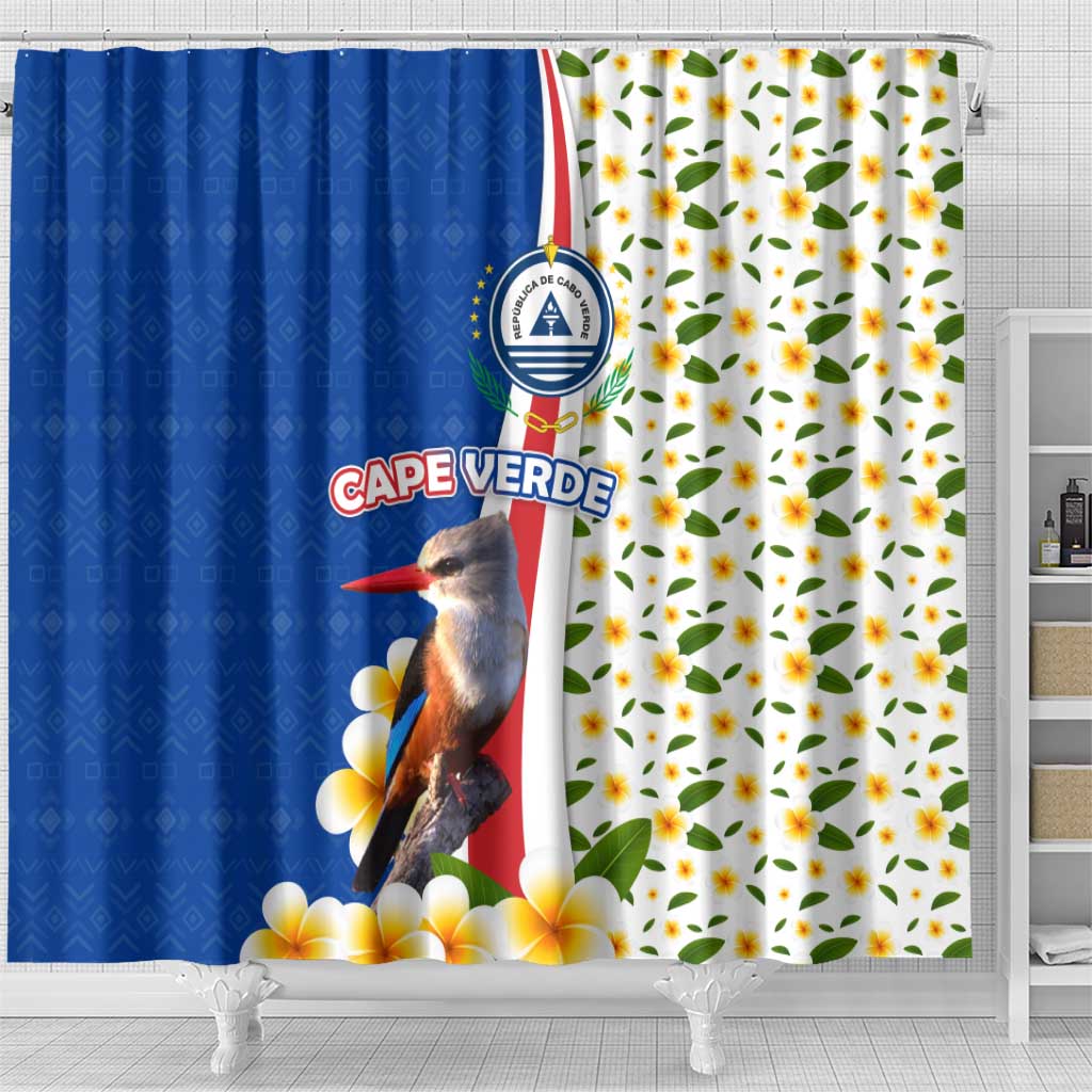Cape Verde Shower Curtain Kingfisher Bird Floral Flag Spirit - African Pride