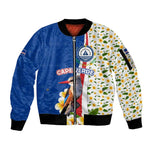 Cape Verde Sleeve Zip Bomber Jacket Kingfisher Bird Floral Flag Spirit - African Pride