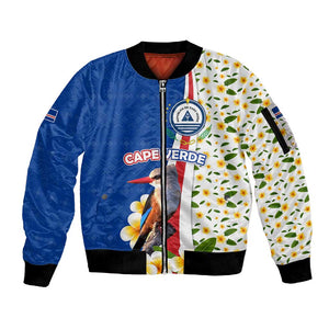 Cape Verde Sleeve Zip Bomber Jacket Kingfisher Bird Floral Flag Spirit - African Pride