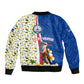 Cape Verde Sleeve Zip Bomber Jacket Kingfisher Bird Floral Flag Spirit - African Pride