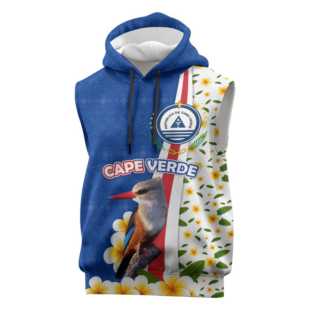 Cape Verde Sleeveless Hoodie Kingfisher Bird Floral Flag Spirit - African Pride