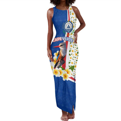 Cape Verde Tank Maxi Dress Kingfisher Bird Floral Flag Spirit - African Pride