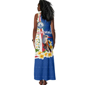 Cape Verde Tank Maxi Dress Kingfisher Bird Floral Flag Spirit - African Pride