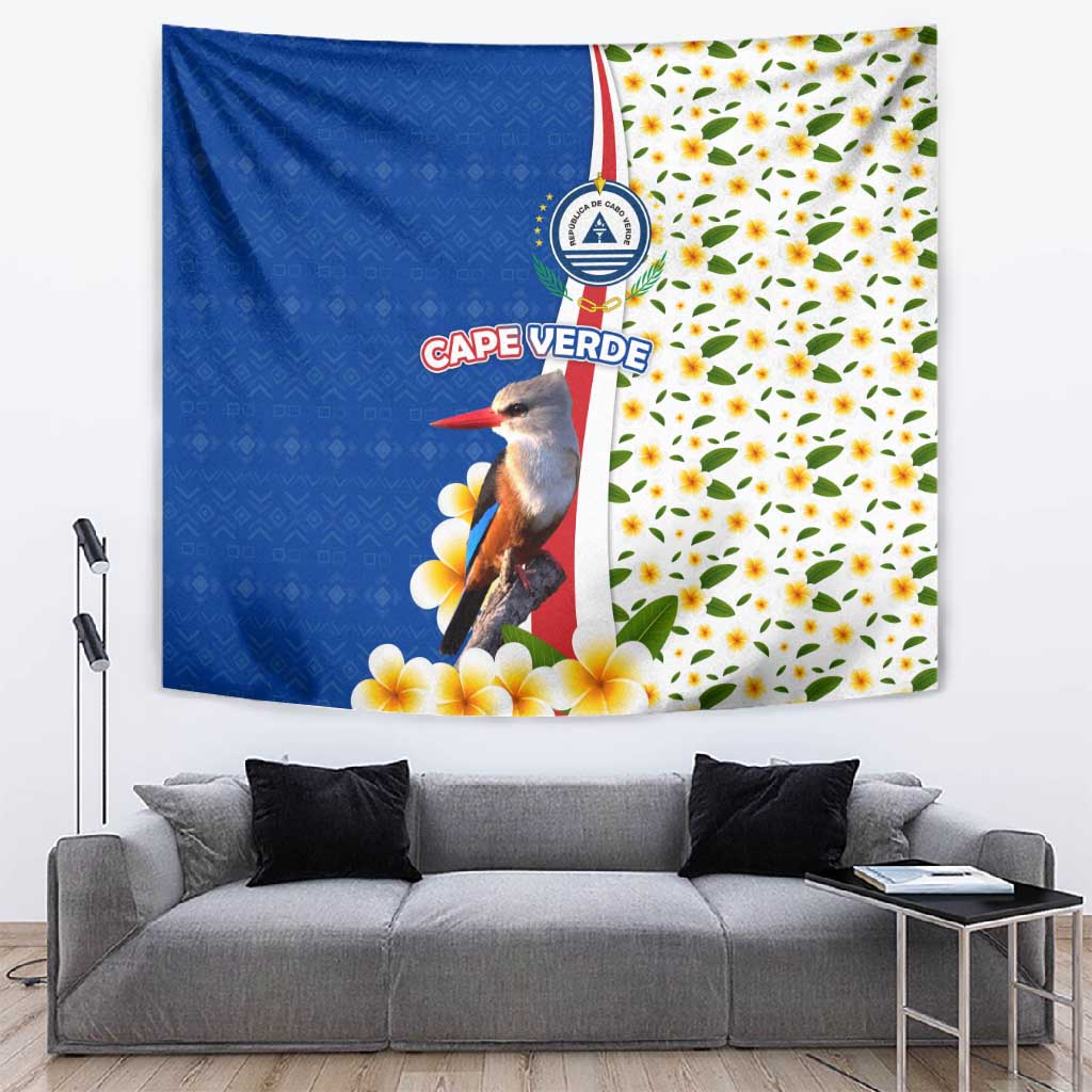 Cape Verde Tapestry Kingfisher Bird Floral Flag Spirit - African Pride