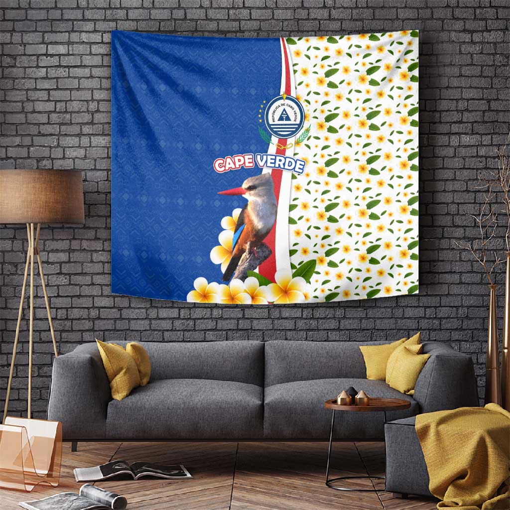 Cape Verde Tapestry Kingfisher Bird Floral Flag Spirit - African Pride