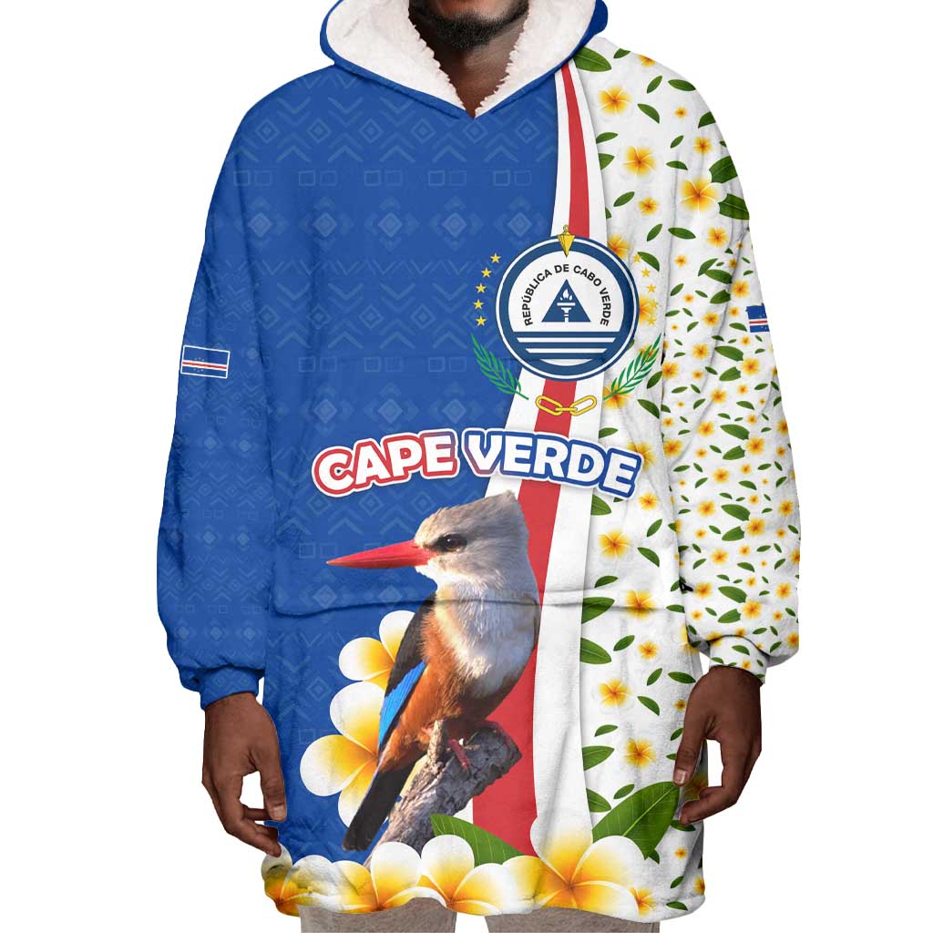 Cape Verde Wearable Blanket Hoodie Kingfisher Bird Floral Flag Spirit - African Pride