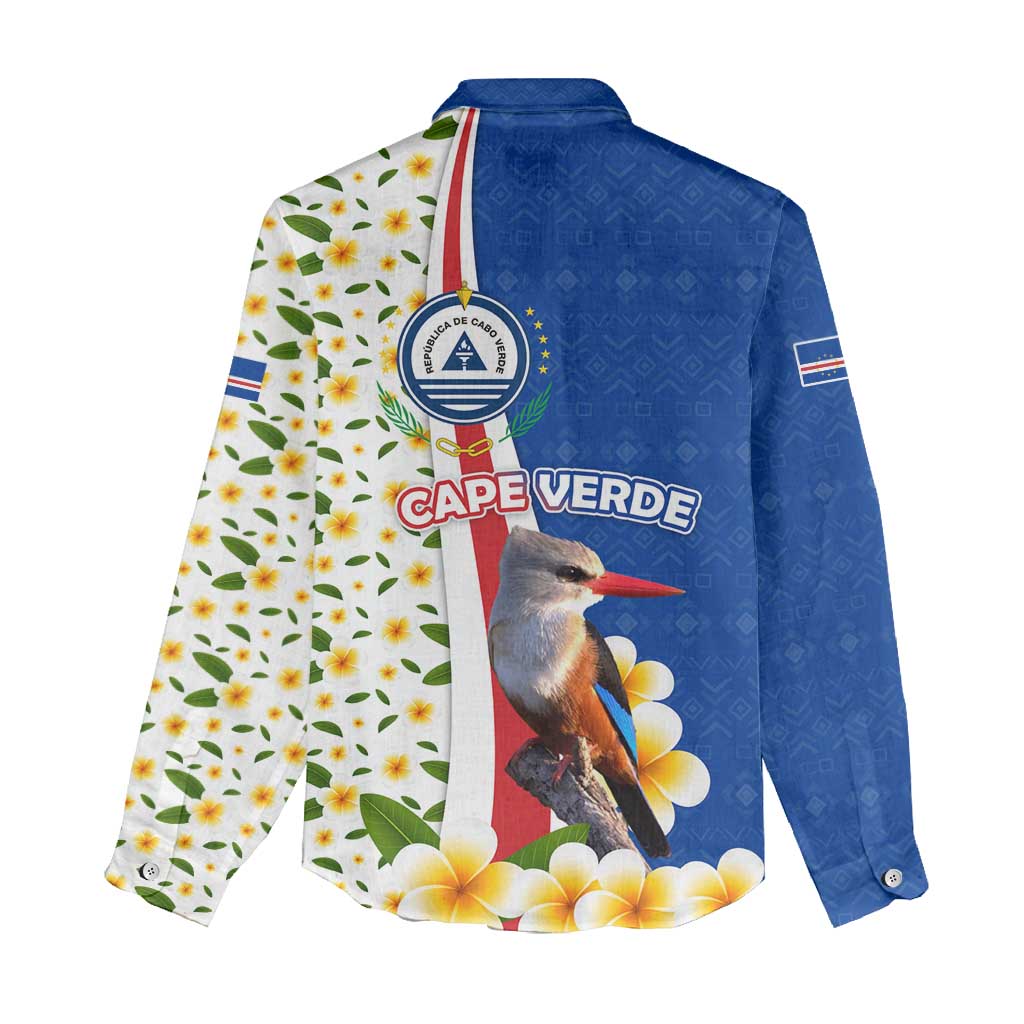 Cape Verde Women Casual Shirt Kingfisher Bird Floral Flag Spirit - African Pride