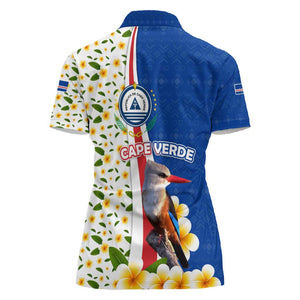 Cape Verde Women Polo Shirt Kingfisher Bird Floral Flag Spirit - African Pride
